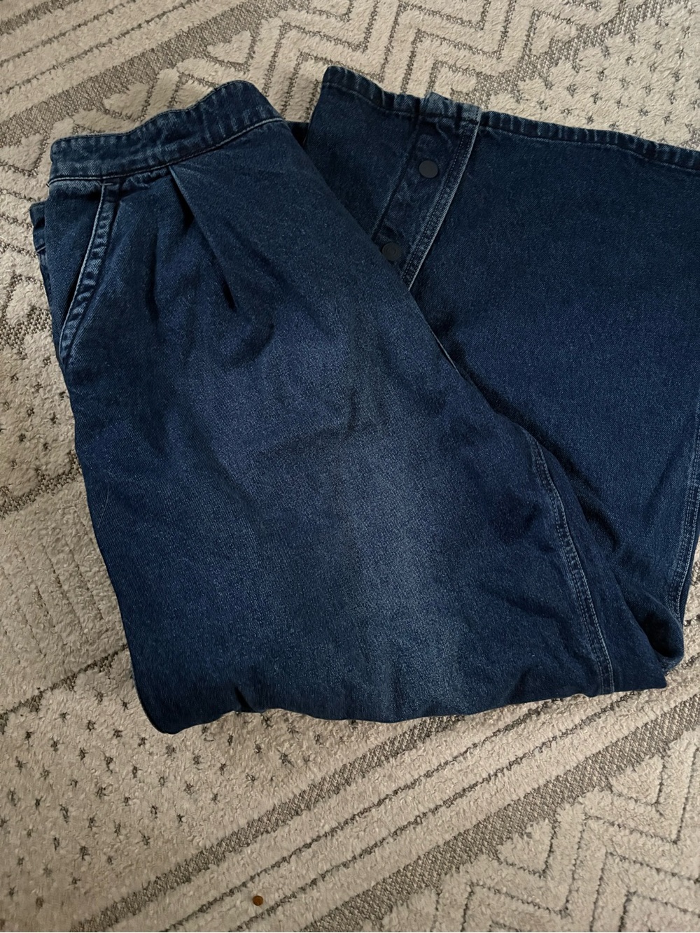 We the Free x Free People Time Warp Wide Leg Jeans Size 32 Button Detail - Picture 4 of 10